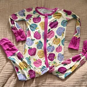 Little Sleepies Multicolor Apple Print Kids Footie